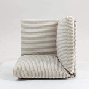 English Elm Modular Corner Seat Sofa Module - Beige Corduroy Accent Couch With Durable Steel Legs & Comfort W3098P257005