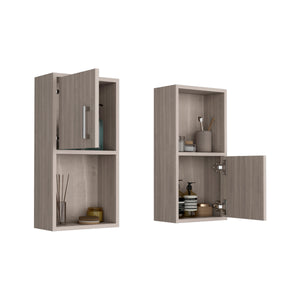 English Elm Oba Beige 2-Pc Wall-Mounted Bathroom Medicine Cabinet with Open & Closed Storage, Compact Design B070P188847