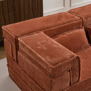 English Elm Compression Mahjong Sofa - Versatile Modular Floor Sofa Bed In Orange, Plush Memory Foam Comfort W3723P377144