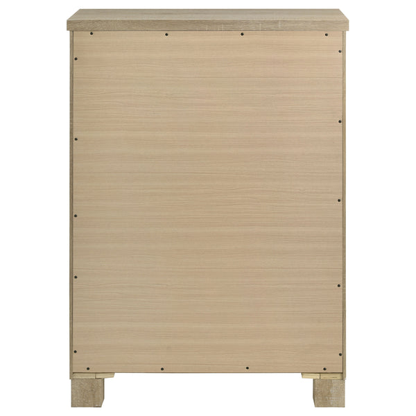 English Elm Sansome Weathered Oak 5-Drawer Chest of Drawers with Dark Bar Pulls, Spacious Top & Compact Footprint B062P378348