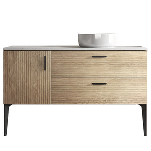 English Elm Grace Floating Walnut Vanity with Solid Surface Sink and Soft Close Storage Drawers W1865S00205