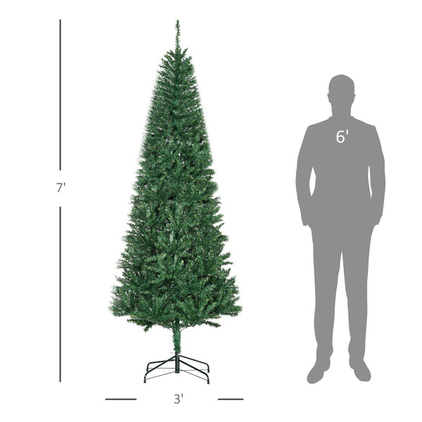 English Elm Homcom 7' Slim Fir Artificial Christmas Tree - Realistic, Space-Saving Design For Holiday Cheer W2225P229505