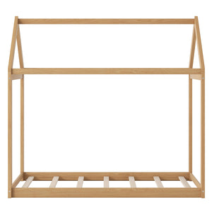 English Elm Twin Size Wooden House Bed with Pine & MDF Frame, Low Height Safety Design, Easy Assembly, 400lb Capacity N716P227423D