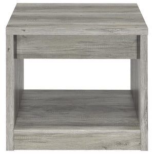 English Elm Nuberg Driftwood Gray End Table with Drawer and Open Shelf for Living Room B062P441289