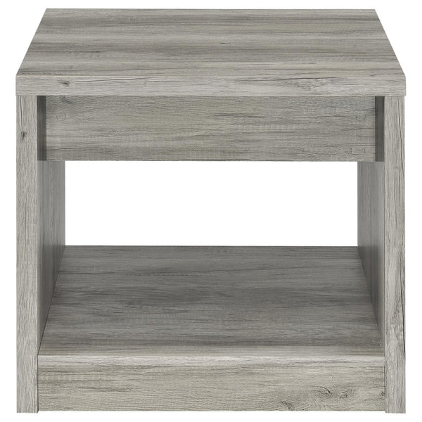 English Elm Nuberg Driftwood Gray End Table with Drawer and Open Shelf for Living Room B062P441289