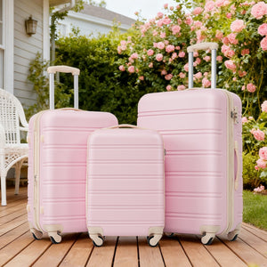 English Elm Hardshell 3 Piece Spinner Luggage Set with Tsa Lock Lightweight Abs Travel Suitcases Light Pink PP191030AAU
