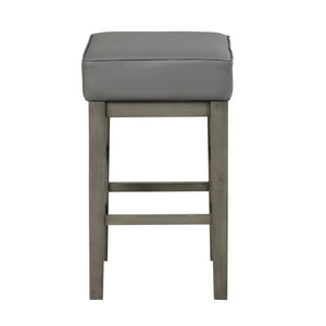 English Elm Transitional Counter Height Stool Set of 2 with Faux Leather Square Seat and Solid Wood Frame, 24-inch Antique Gray,Gray 31.75 L x 17 W x 13 H B011P231744