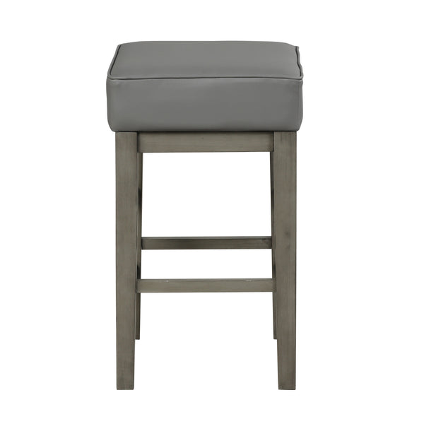 English Elm Transitional Counter Height Stool Set of 2 with Faux Leather Square Seat and Solid Wood Frame, 24-inch Antique Gray,Gray 31.75 L x 17 W x 13 H B011P231744