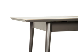 English Elm The Rock Plate Extendable Dining Table Seats 8 with Sculptural Metal Base W1911P389401