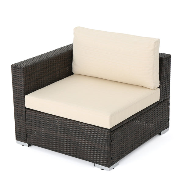 English Elm Christopher Knight Home® - SANTA SANTA ROSA Left Armchair in Grey Rattan with Aluminum Frame — Weatherproof, Modern Comfort Multi 65057.00ALUMBRN