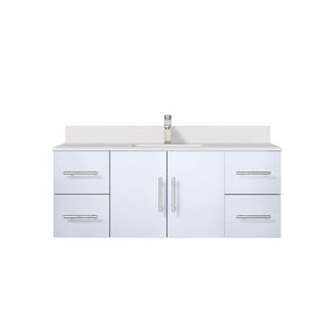 English Elm Glossy White 48" Bath Vanity with White Quartz Top, Faucet Included, Soft-Close Drawers & Shelf Durable B2731P258659