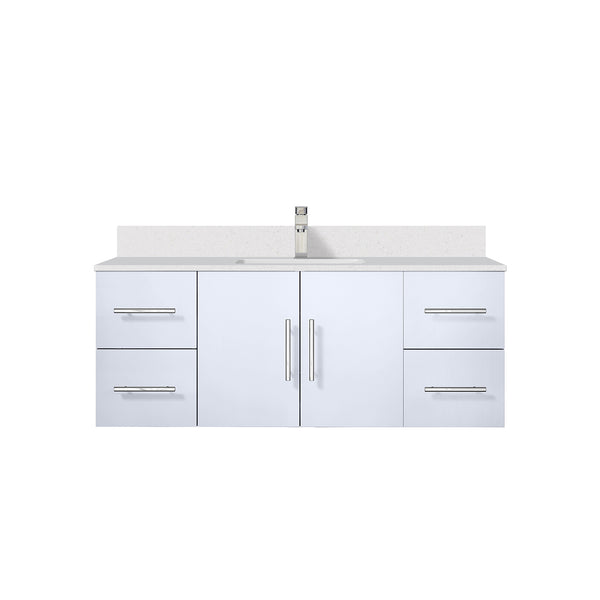 English Elm Glossy White 48" Bath Vanity with White Quartz Top, Faucet Included, Soft-Close Drawers & Shelf Durable B2731P258659