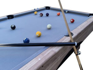 English Elm 7 Foot Billiards Table with Green Velvet Cloth Black Finish and Full Accessory Kit W1936P254217