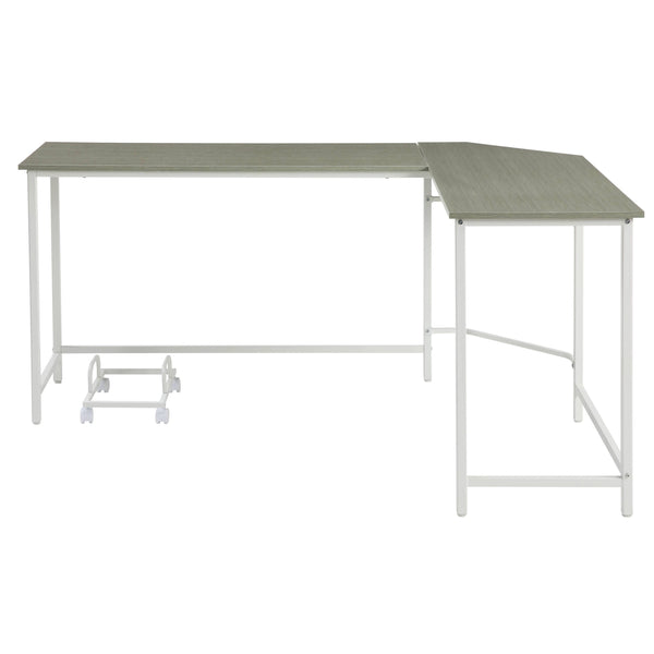 English Elm Grey Modern Writing Desk with Industrial Metal Sled Base, Spacious Wood Top for Home Office Use Grey+White B062P184557