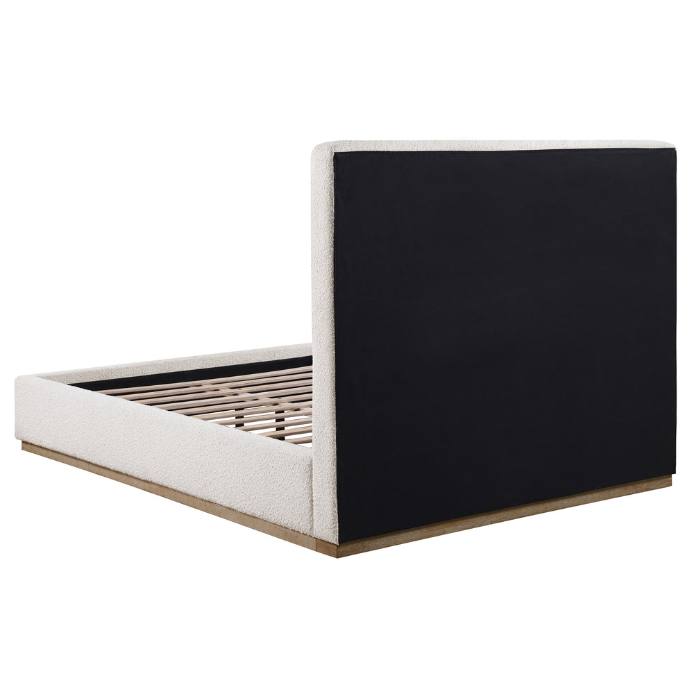 English Elm Othello Cream Upholstered Platform Bed with Extra-Tall Headboard, Low-Profile Modern Minimalist Design B062S01116