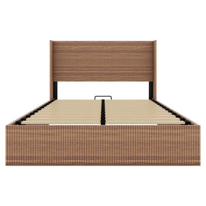 English Elm (queen) Walnut Platform Storage Bed Hydraulic Lift Mdf Frame Wooden Slat Base W1858S00005