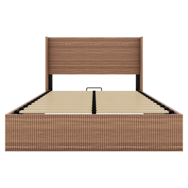 English Elm (queen) Walnut Platform Storage Bed Hydraulic Lift Mdf Frame Wooden Slat Base W1858S00005