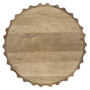 English Elm Rolf Solid Mango Wood Drum Side Table Hand Carved Fluted Sculptural Natural Finish B136P420284