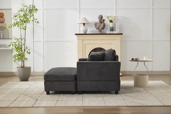 English Elm Chaise Lounge Chair With Removable Ottoman & Pillows - Modern, Pet-Friendly Accent Sofa Bed For Comfort W1170P353049