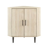 English Elm Walker Edison - Contemporary 2-Door Mixed-Material Corner Accent Cabinet - Birch