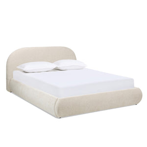 English Elm Archie Puffy Arch Headboard Queen Platform Bed Chenille Upholstered Minimalist Frame B2719P479035
