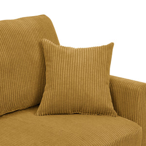 English Elm Asher Mid-Century Corduroy Sofa with Vertical Channel Texture, Tapered Walnut Legs, 2-Pillow Comfort Ginger B343P348950