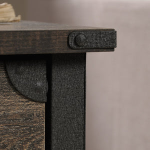 English Elm Side Table With Rolling Casters - Brown Industrial Finish, Spacious Top & Smart Storage Solution B356P367951-GIGA