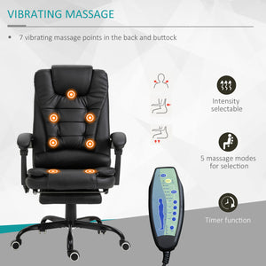 English Elm Vinsetto High-Back 7-Motor Vibrating Massage Executive Chair with Footrest, Lumbar Support, Recline W2225P173837