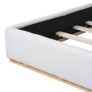 English Elm Christopher Knight Home® - King Boucle Wingback Bed Frame — Solid Rubberwood Base, Plush Upholstered Headboard, No Box Spring Needed, Easy Assembly N757K331590W