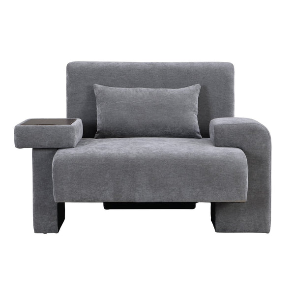 English Elm U-Can Modern Oversized Armchair with Ultra-Wide Seat, Asymmetrical Thick Arms, Built-In Storage, Plush Cushioning for Living Areas Gray SJ000130AAE
