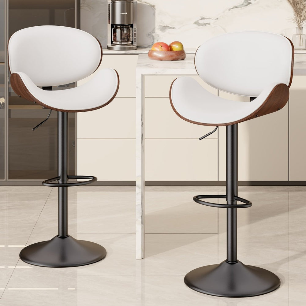 English Elm Swivel Bar Stools Set Of 2 - Adjustable Height, 360° Swivel, Pu Leather Comfort For Kitchen & Dining T3950P394492-GIGA