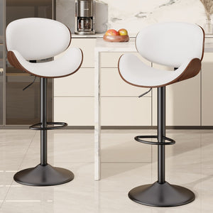 English Elm Swivel Bar Stools Set Of 2 - Adjustable Height, 360° Swivel, Pu Leather Comfort For Kitchen & Dining T3950P394492-GIGA