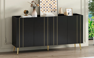 English Elm ON-TREND Luxurious Modern Shoe Cabinet with Gold Accents and 4 Adjustable Shelves for Versatile Storage Black N721P191139B