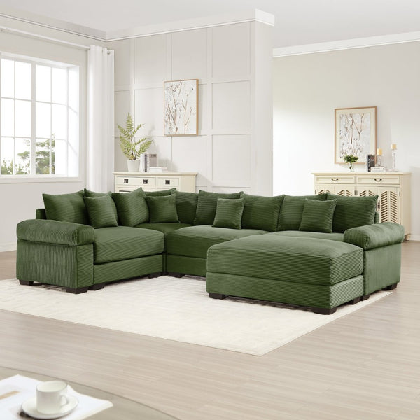 English Elm Oversized Modular Sectional Couch - Cloud-Like Comfort With Premium Corduroy & Ergonomic Design W714S01341-GIGA