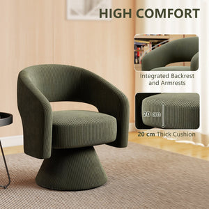 English Elm Swivel Barrel Chair Corduroy Upholstered with 360 Rotation for Living Room Reading W2225P485570