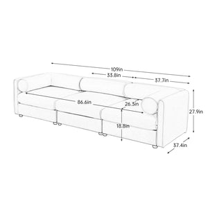 English Elm Elegant White Chenille Sofa With Hidden Storage, Ergonomic Support, & Modular Design For Modern Living W714S01037