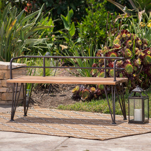 English Elm Christopher Knight Home® - ZION Rustic Teak Acacia Wood and Powder-Coated Iron Bench for Patio — Durable 50.5" Outdoor Seating 60390.00