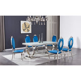 English Elm Roei Blue Dining Chair With Stainless Steel Legs (Set Of 2)