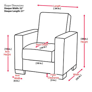 English Elm PrimeNest Mobilon Upholstered Convertible Armchair with Storage, Sleeper Click-Click Design for Small Spaces Black PU B030P286156