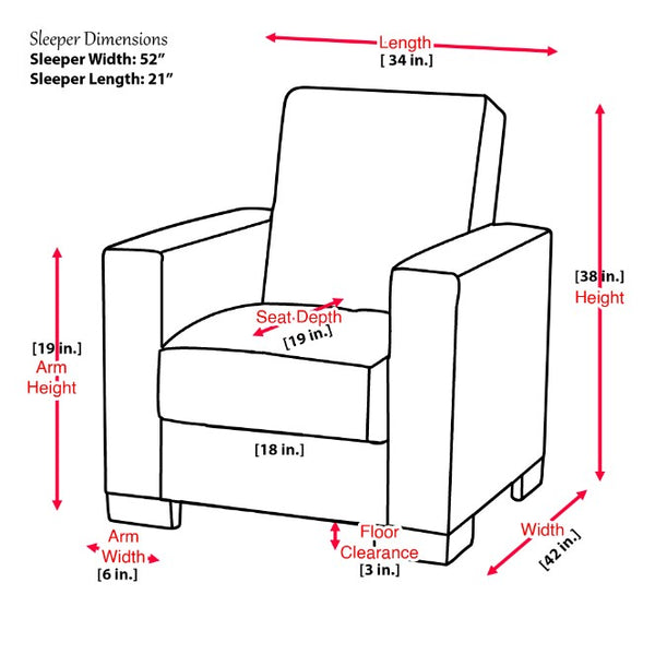 English Elm PrimeNest Mobilon Upholstered Convertible Armchair with Storage, Sleeper Click-Click Design for Small Spaces Black PU B030P286156