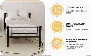 English Elm Twin Metal Bunk Bed for Kids - Durable Twin Over Twin Bedframe with Guardrails, Ladder, Convertible W1935P294047