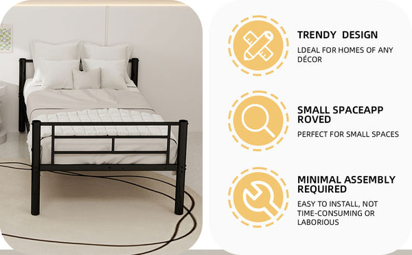 English Elm Twin Metal Bunk Bed for Kids - Durable Twin Over Twin Bedframe with Guardrails, Ladder, Convertible W1935P294047