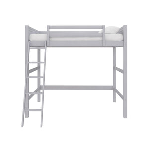English Elm Denver Full Size Loft Bed with Ladder & Guardrails, Gray Wood Space-Saving Design for Kids Rooms B2733P384490