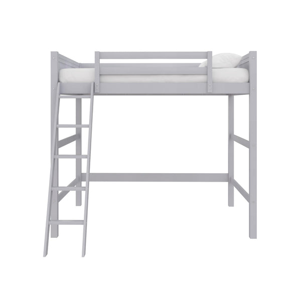 English Elm Denver Full Size Loft Bed with Ladder & Guardrails, Gray Wood Space-Saving Design for Kids Rooms B2733P384490