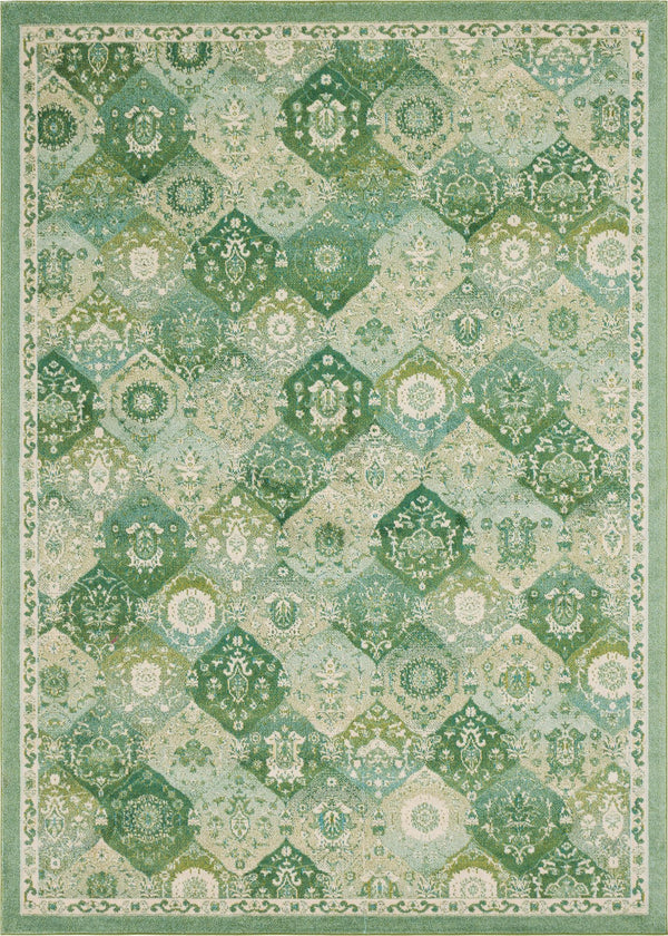 Unique Loom Penrose Blake Machine Made Trellis Rug Green, Beige/Blue/Ivory 9' 10" x 13' 11"
