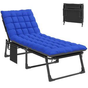 English Elm Folding Outdoor Chaise Lounge with Face Hole Side Table and Five Position Recline Blue,Dark Gray T3971P480757