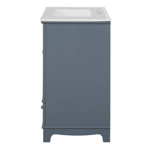 English Elm 30" Modern Bathroom Vanity with Ceramic Sink, Solid Wood Frame, Soft-Close Drawer & Adjustable Shelf Blue N710P293306C