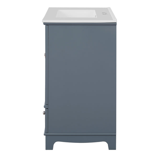 English Elm 30" Modern Bathroom Vanity with Ceramic Sink, Solid Wood Frame, Soft-Close Drawer & Adjustable Shelf Blue N710P293306C