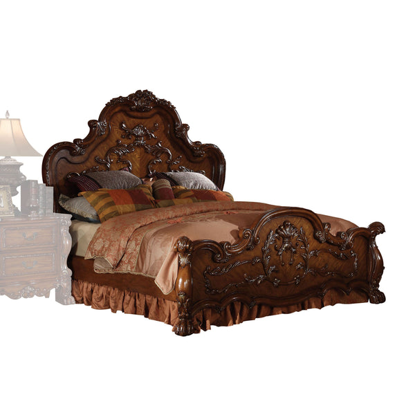 English Elm Dresden Cherry Oak Finish Queen Bed with Arched Headboard, Claw Legs, Poly-Resin Moldings, 660lb Capacity B2726S00301