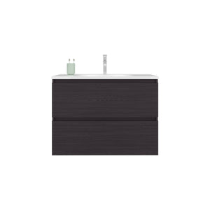 English Elm Bathroom Vanity with Sink Engineered Wood, Single Drawer Storage, Compact Modern Minimalist Design Black 36.22 L x 22.83 W x 13.39 H B097P350334